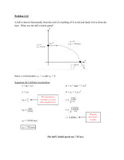 Problem 3-21 A ball is thrown horizontally from the