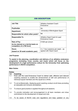 Job Title Athletics Assistant Coach Endurance