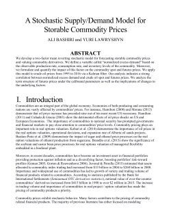 A Stochastic Supply/Demand Model for Storable Commodity Prices I