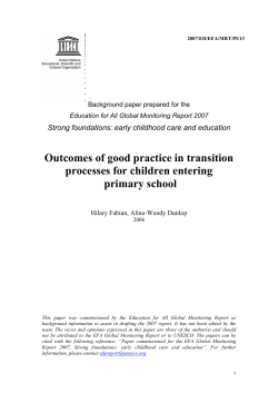 Outcomes of good practice in transition processes for