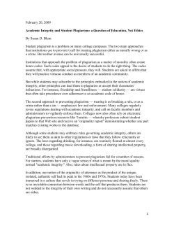Academic Integrity and Student Plagiarism: a Question of Education