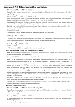 Assignment #12: IRS and competitive equilibrium