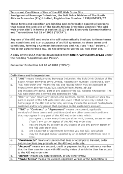 Terms and Conditions of Use of the ABI Web Order Site