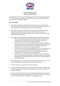 Finals Venue Selection Policy Clause 16.2 of the