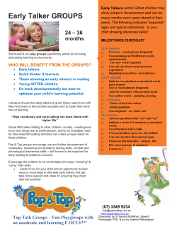 Early Talker GROUPS 24 &ndash; 36 months.