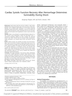Cardiac Systolic Function Recovery After Hemorrhage Determines