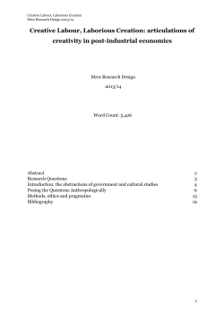 Creative Labour, Laborious Creation: articulations of creativity in
