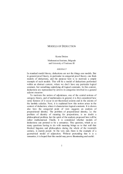 1 MODELS OF DEDUCTION Kosta Do&or;sen In standard model