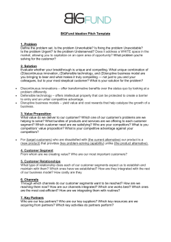 BIGFund Ideation Pitch Template 1. Problem Define the problem set