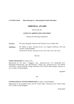 Maria Sharapova v. International Tennis Federation