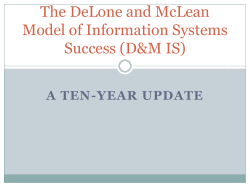 The DeLone and McLean Model of Information Systems Success