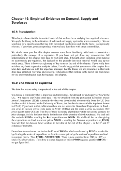 Chapter 16: Empirical Evidence on Demand, Supply and Surpluses