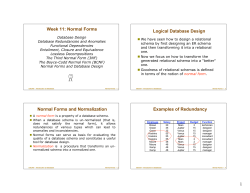 Normal Forms Logical Database Design Normal Forms and