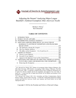 Analyzing Major League Baseball`s Antitrust Exemption After