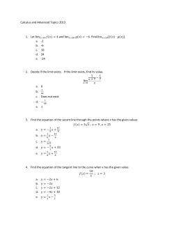 Calculus and Advanced Topics 2013 1. Let and . Find [ ]. a. -2 b.