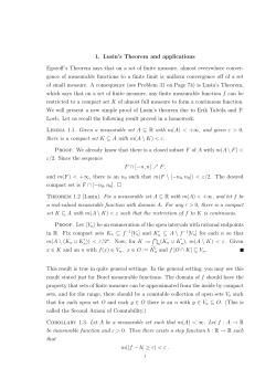 1. Lusin`s Theorem and applications Egoroff`s Theorem says that on
