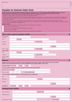 Denplan for Schools Claim Form
