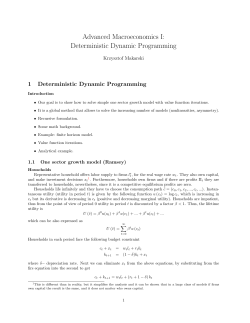 Advanced Macroeconomics I: Deterministic Dynamic