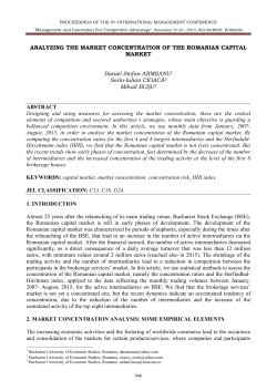 ANALYZING THE MARKET CONCENTRATION OF THE ROMANIAN