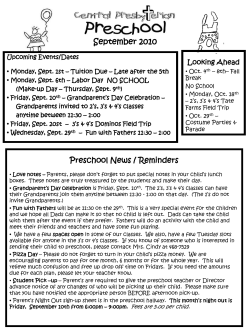 Central Presbyterian Preschool News