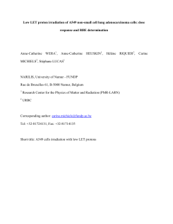 Low LET proton irradiation of A549 non-small cell lung