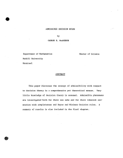 ADMISSIBLE DECISION RULES by GEORGE E. McARTHUR
