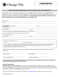 Payoff Authorization Form - Chicago Title Indianapolis