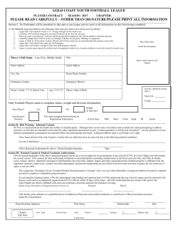 GOLD COAST YOUTH FOOTBALL LEAGUE PLEASE READ