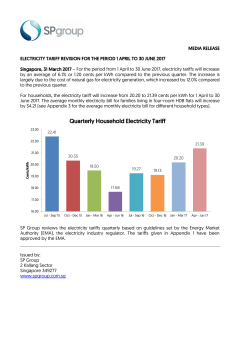 Electricity Tariff Revision For The Period 1 April To 30