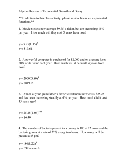 Algebra Review of Exponential Growth and Decay **In addition to