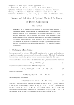 Numerical Solution of Optimal Control Problems by Direct Collocation