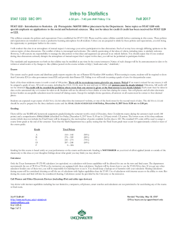 STAT 1222 Section 090 Mondays and Wednesdays from 6:30 pm
