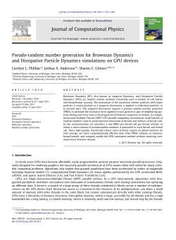Pseudo-random number generation for Brownian Dynamics and
