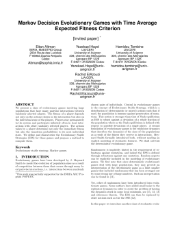 Markov Decision Evolutionary Games with Time Average Expected