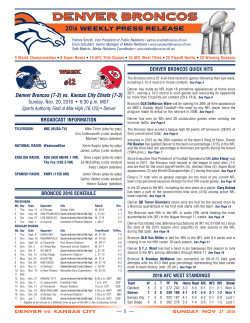 Game/Team Notes - Denver Broncos Media Room