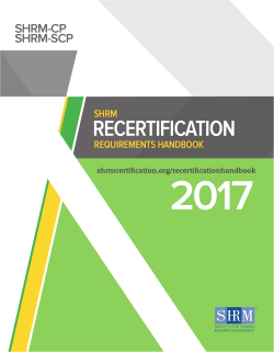 SHRM Recertification Handbook - Society for Human Resource