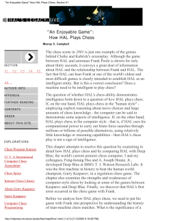 "An Enjoyable Game" How HAL Plays Chess