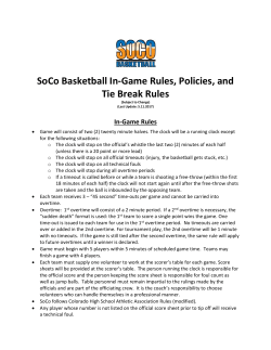 SoCo Basketball In-Game Rules, Policies, and Tie Break Rules