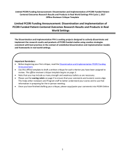 Dissemination and Implementation of PCORI Funded Patient