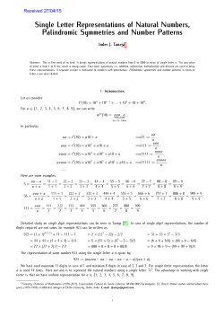Single Letter Representations of Natural Numbers