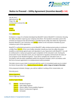 Notice to Proceed Utility Agreement (incentive based)