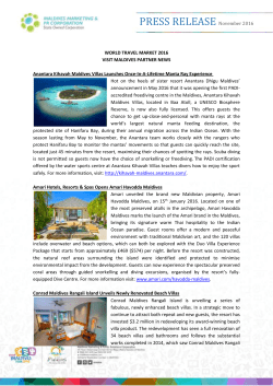 PRESS RELEASE November 2016 WORLD TRAVEL MARKET