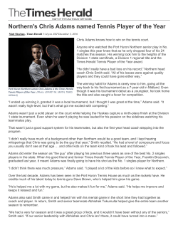 Northern`s Chris Adams named Tennis Player of the Year