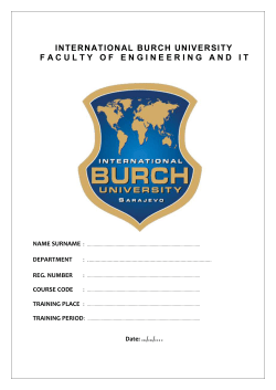 Industrial training report - International Burch University