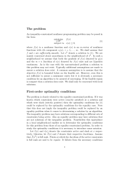 The problem First-order optimality conditions