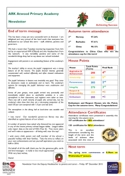 Newsletter to Parents - Ark Atwood Primary Academy