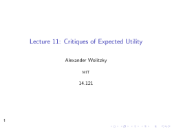 "Critiques of Expected Utility" Lecture Slides