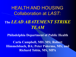 The LEAD ABATEMENT STRIKE TEAM Philadelphia Department of