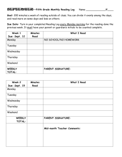 APRIL--Fourth Grade Monthly Reading Log