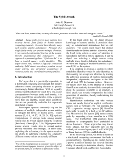 The Sybil Attack - The Free Haven Project